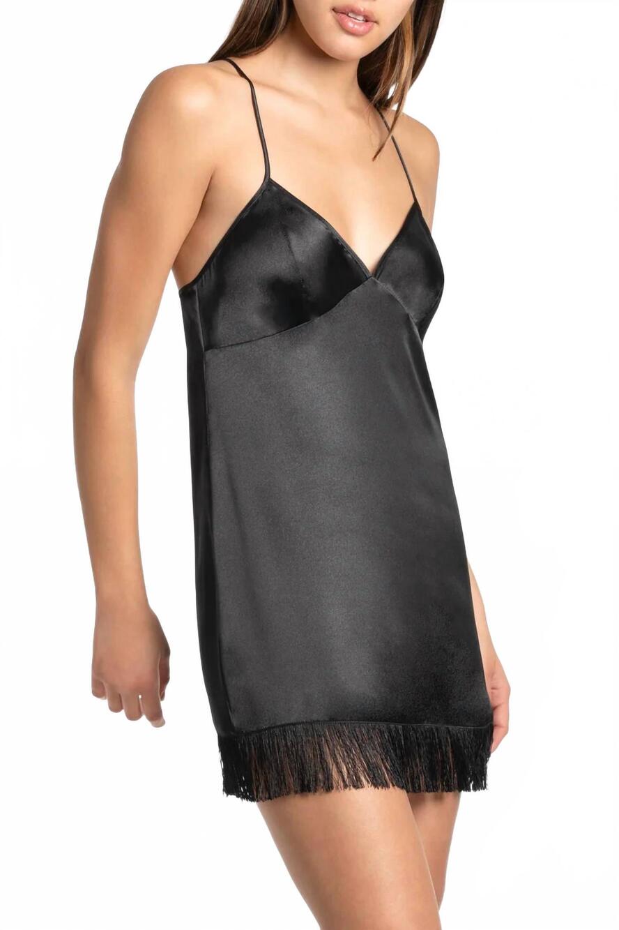 NEW IN BLOOM polyester chamise in black